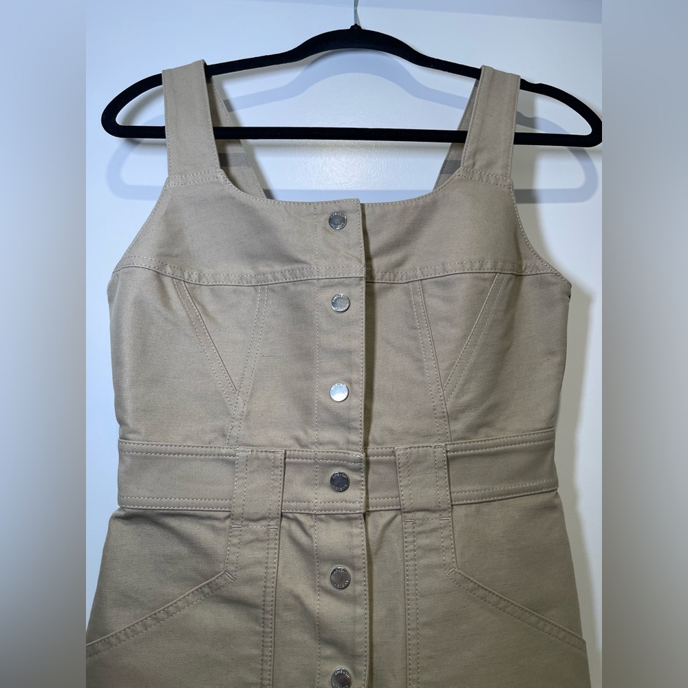 NWT AMBUSH women's Button Front Linen Sleeveless Mini Dress Beige Size Small - Picture 6 of 15